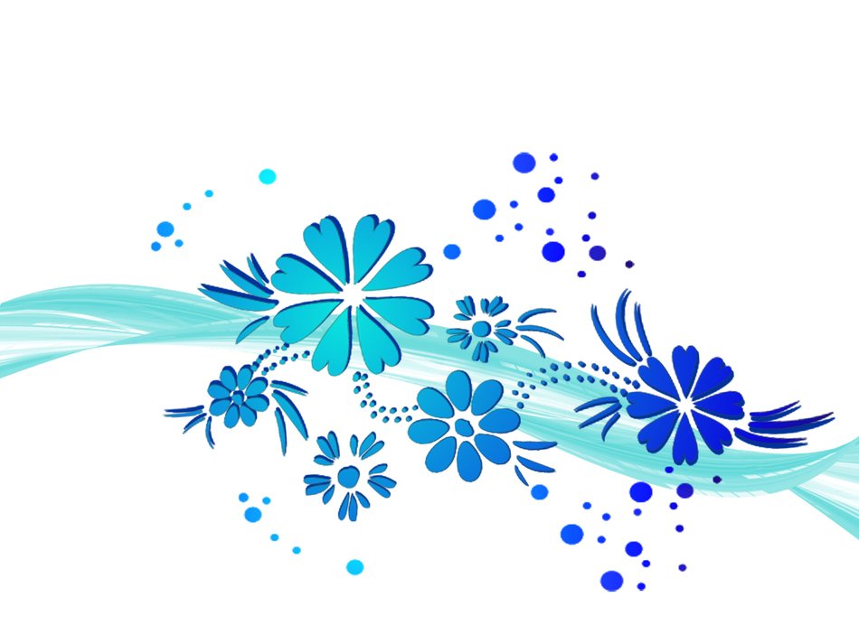 Wawe Blue Flowers drawing