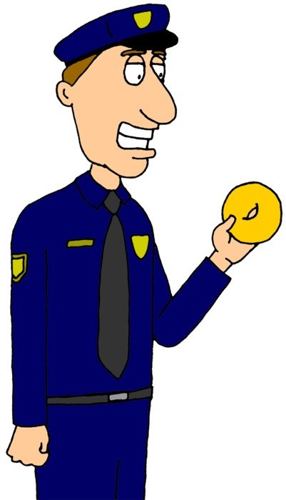 man with donat drawing