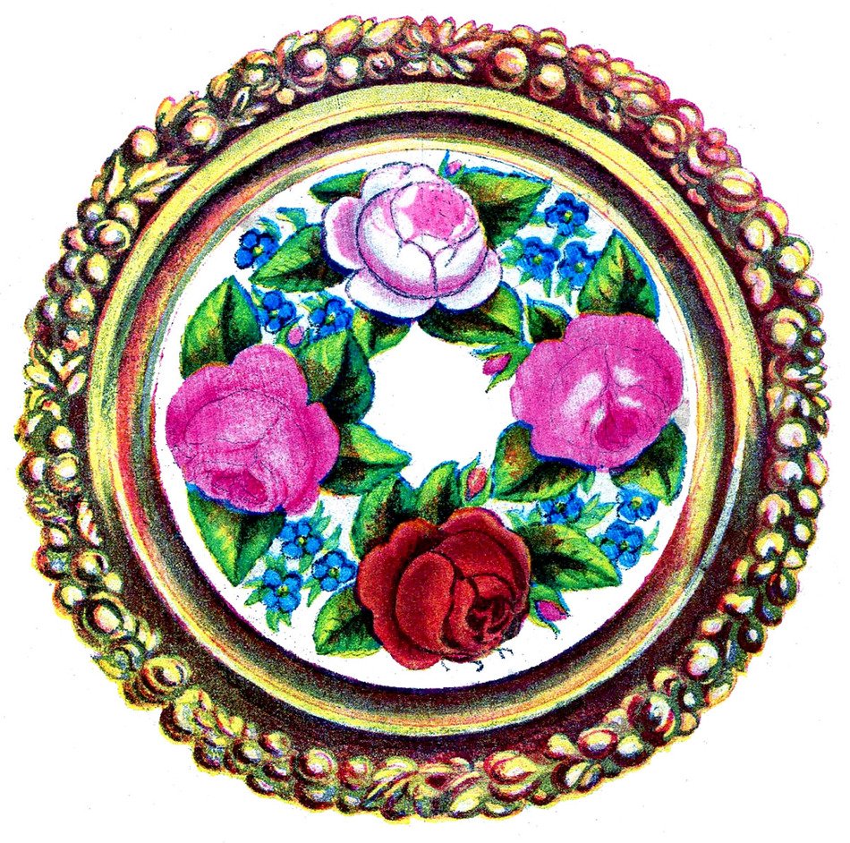 Vintage wall plate with floral painting