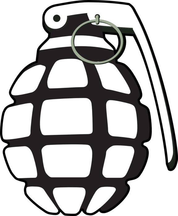 Grenade, black and white drawing