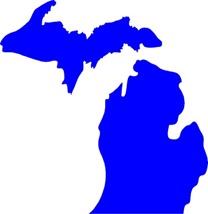 blue map of michigan as a picture for clipart