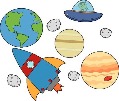 Rocket And Ufo Flying Through Outerspace Image
