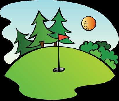 Golf Course With Grassy Greens A Cloudless Blue Sunny Sky And clipart