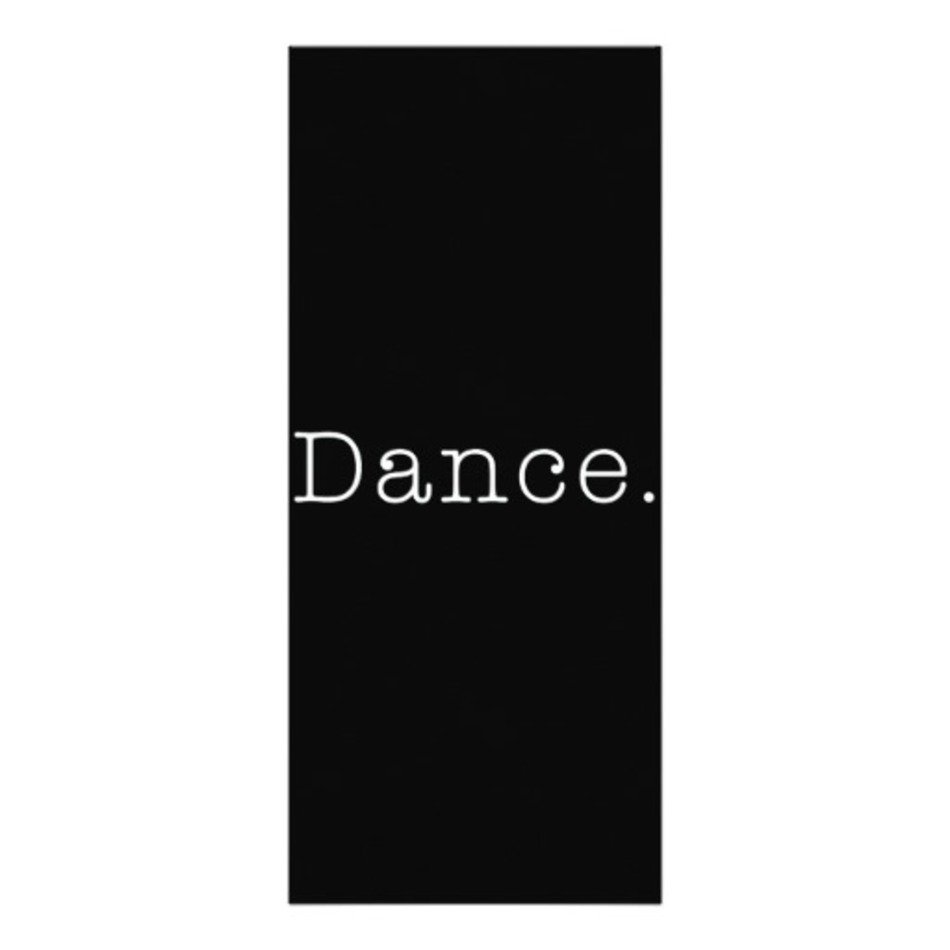inscription 'dance.' on a black background