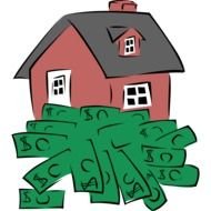 drawn money on the background of the house