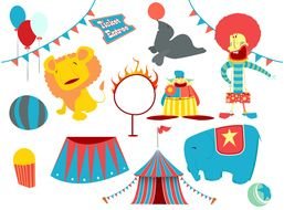 circus, set of colorful icons