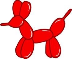red dog balloon black background