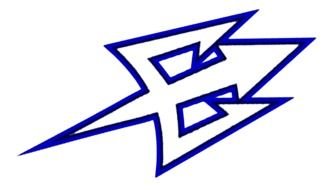 drawing of a blue trident on a white background