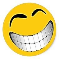 Yellow Big Grin Smiley Face Round Sticker Zazzle