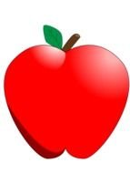 Cartoon red Apple with green leaf