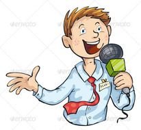 Journalist With Microphone Isolated On White Background Zip