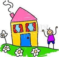 Happy Cartoon My House Toddler Art Prawny &ndash;