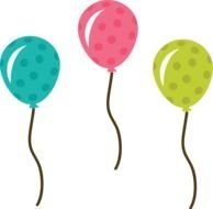clipart of the pink blue and yellow three balloons