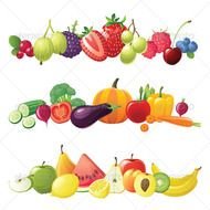 Fruits Vegetables And Berries Vector Borders For Your Designs Eps 8