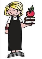 student with books and apple