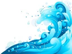 blue waves with splashes on a white background