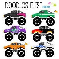 Monster Trucks Digital For Scrapbooking Card Making Cupcake