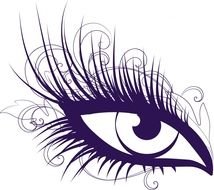eye with long Eyelashes and floral ornament, drawing