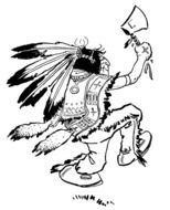 Native American with a tomahawk as a graphic illustration