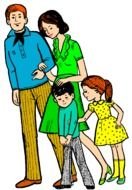 painted family in festive attire