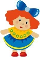 painted doll with a blue bow