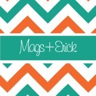 Clipart 20311 Teal &amp; Orange Chevron Monogram