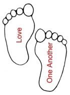 clipart of the Love One Another feet symbols