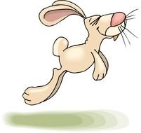 drawing of a hare running in the meadow