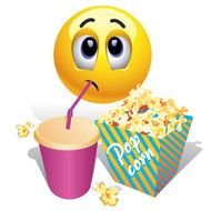 emoticon with popcorn and a drink