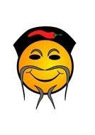 drawn asian smiley with mustache