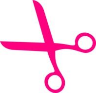 pink scissors on the white background