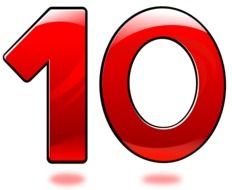 red number 10 on a white background