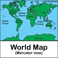 world map, Mercator projection