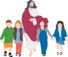 walking Jesus with children