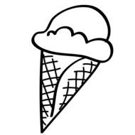 drawn ice cream cone in a coloring book
