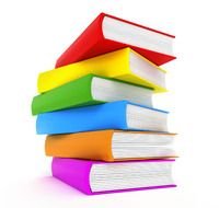 a stack of six books drawn