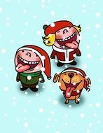 Christmas characters on a blue background