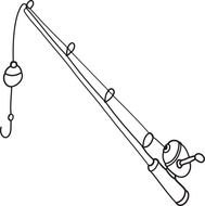 Fishing Pole Black And White drawing