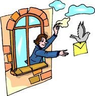 pigeon mail, cartoon drawing