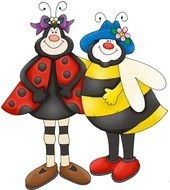 cartoon bee and ladybug