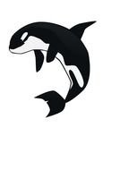 sperm whale logo on a white background