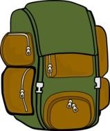 Onlinelabels Backpack Green brown drawing