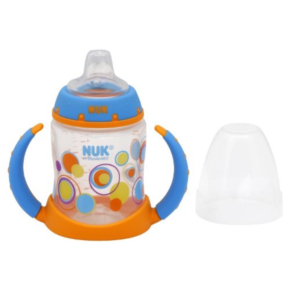Nuk Trendline Silicone Spout Learner Cup Blue orange Dots 5 Ounce