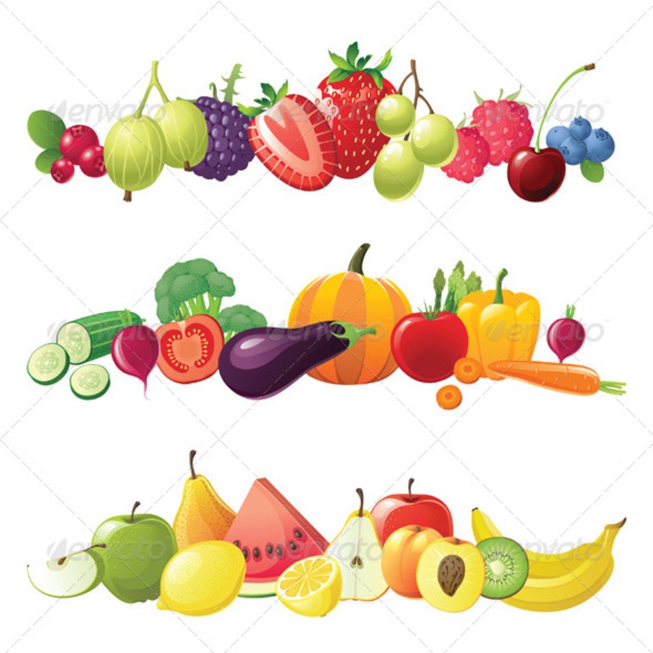 Fruits Vegetables And Berries Vector Borders For Your Designs Eps 8