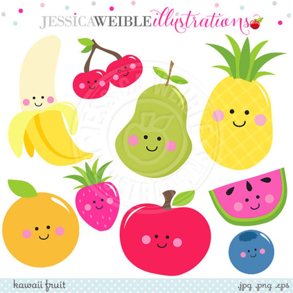 Fruit Cute Digital Smiling clipart
