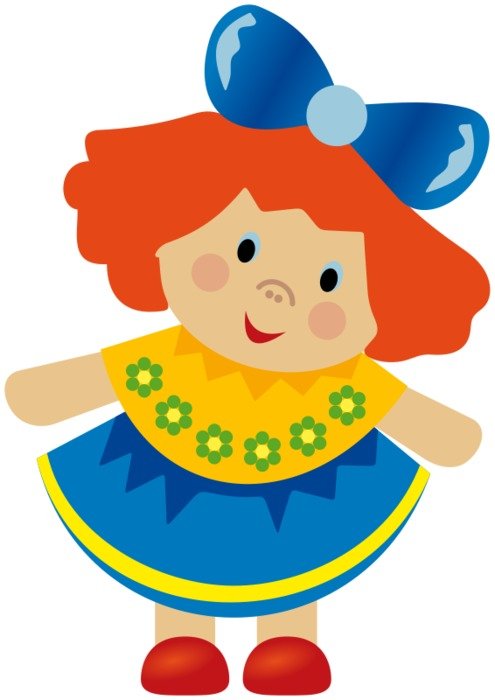 painted doll with a blue bow