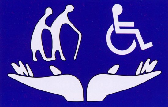 Blue disabled person icon