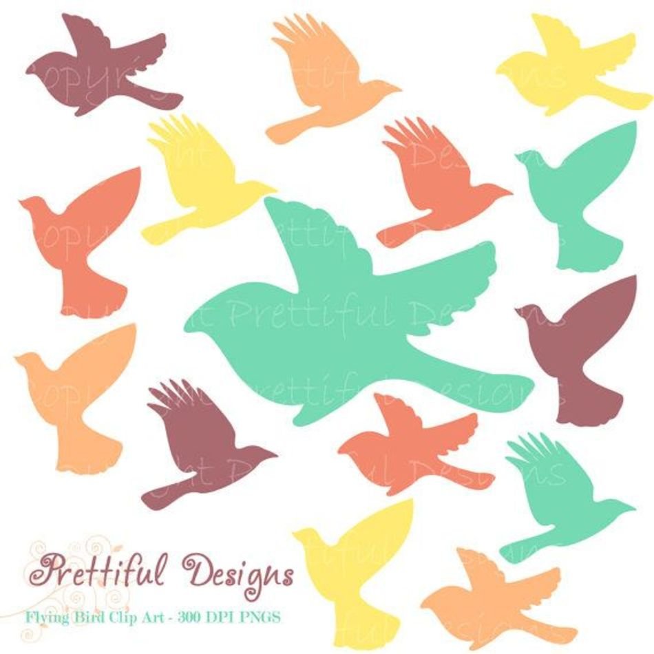 Sale Flying Bird Silhouette Teal Purple Orange