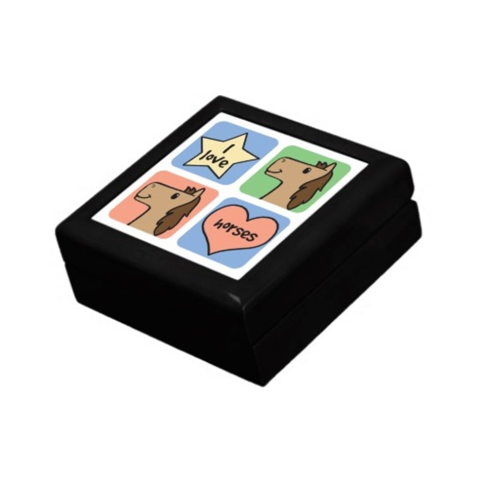 Cute Cartoon I Love Horses Smileys Jewelry Boxes Zazzle