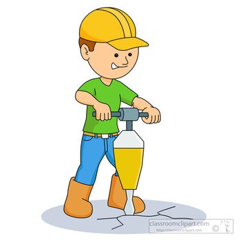 Man Drilling On Ground With Jackhammer Classroom